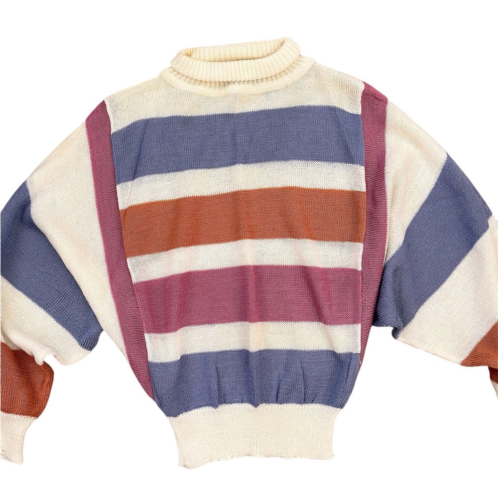 Gitano Vintage Sweater Mock Neck Striped M Medium